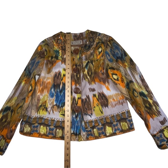 Life Style Beaded Artsy Multi Colored Wood Button Jacket - Women’s Medium - Picture 3 of 12